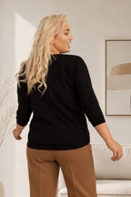 Черна дамска блуза с големи размери и 3/4 ръкави – Plus Size