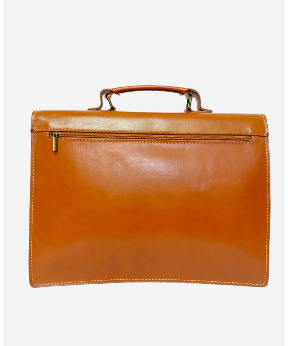 Мъжка бизнес чанта, естествена кожа, светло кафяво