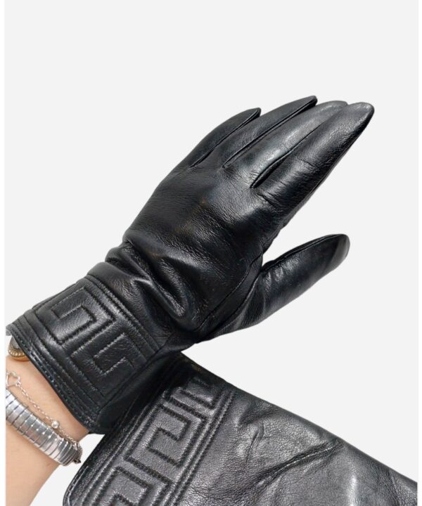 Черни дамски ръкавици, естествена кожа