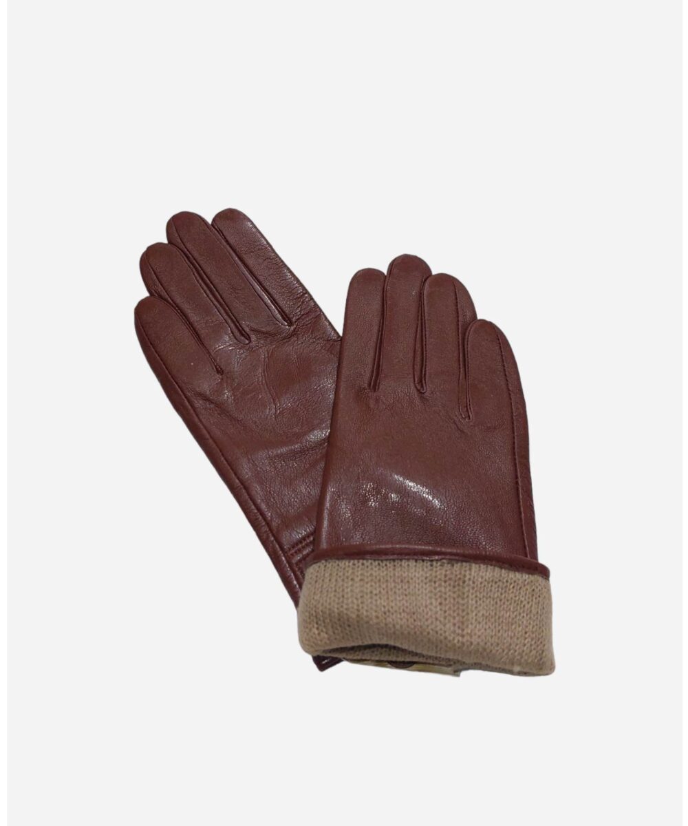 Кафяви дамски ръкавици естествена кожа