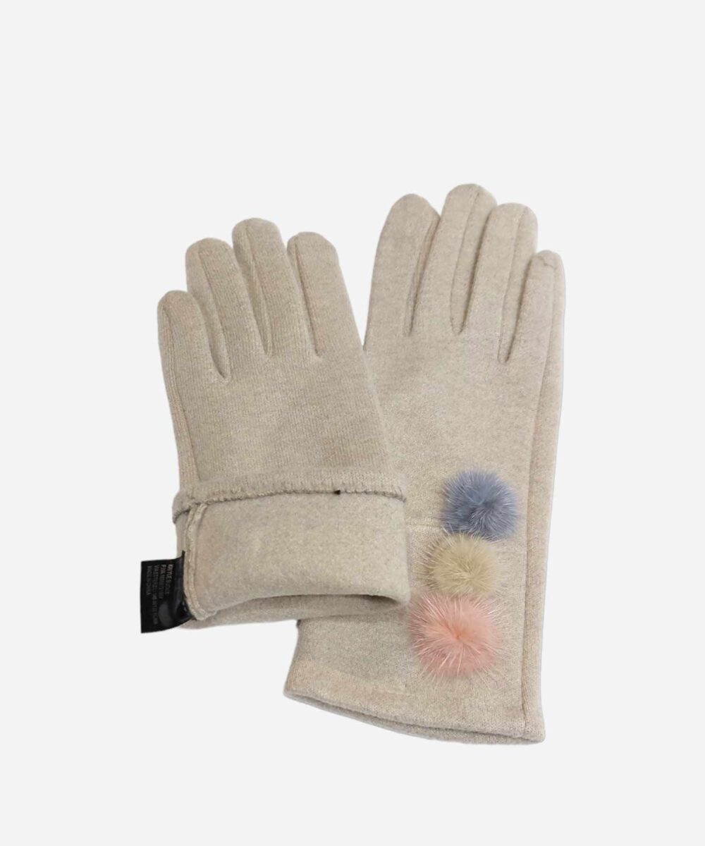 Елегантни топли светло бежови дамски ръкавици 1