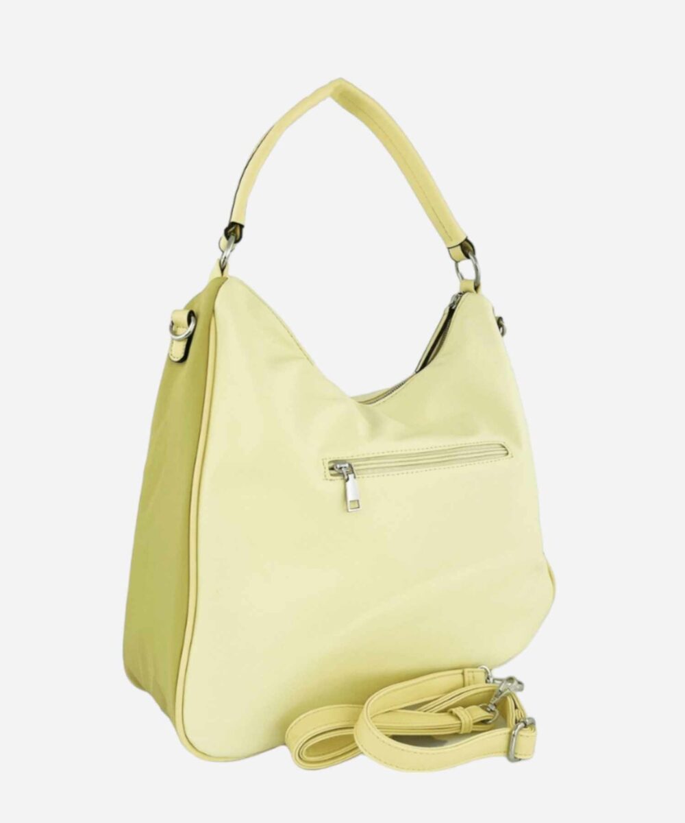 Жълто зелена дамска чанта тип торба с прегради 1