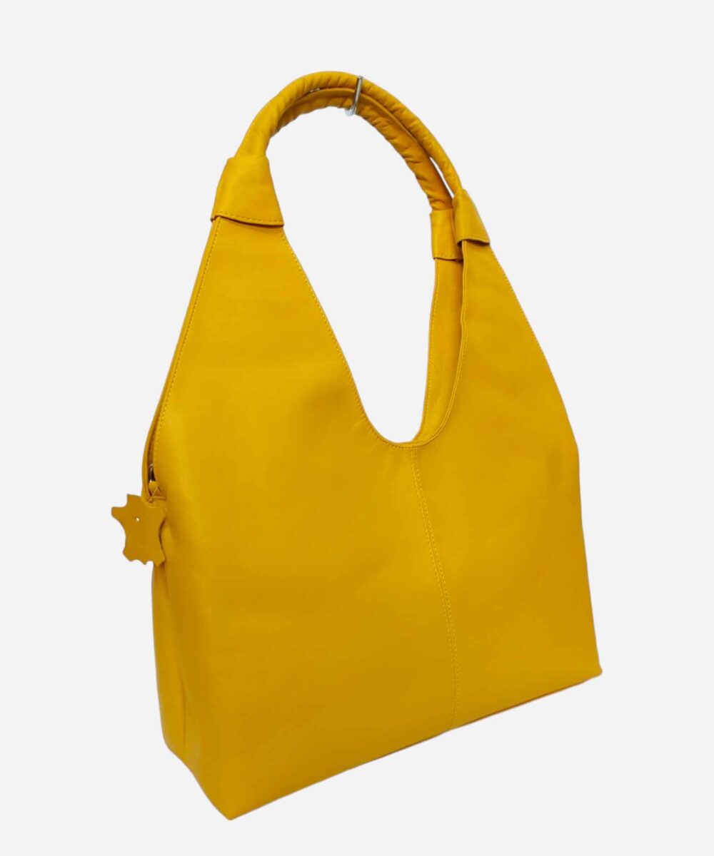 Жълта кожена дамска чанта Ali 2