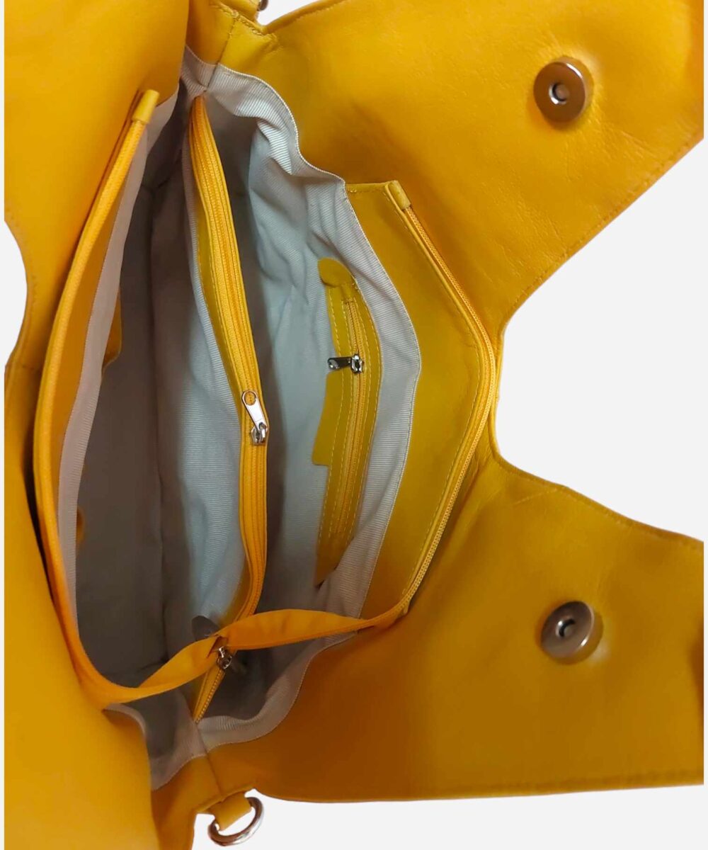 Жълта кожена дамска чанта Ali 4