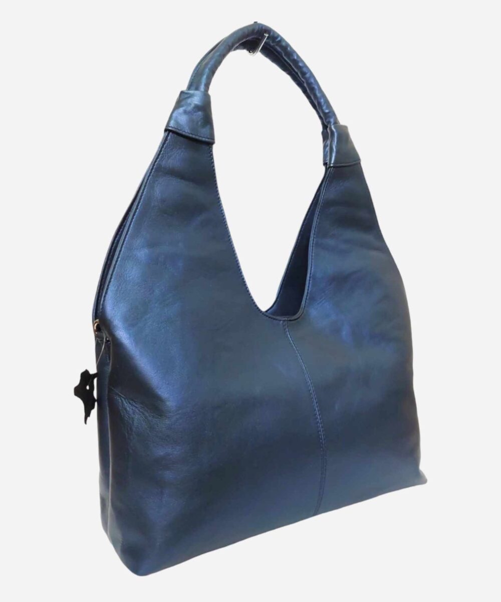 Синя кожена дамска чанта Eimi 1