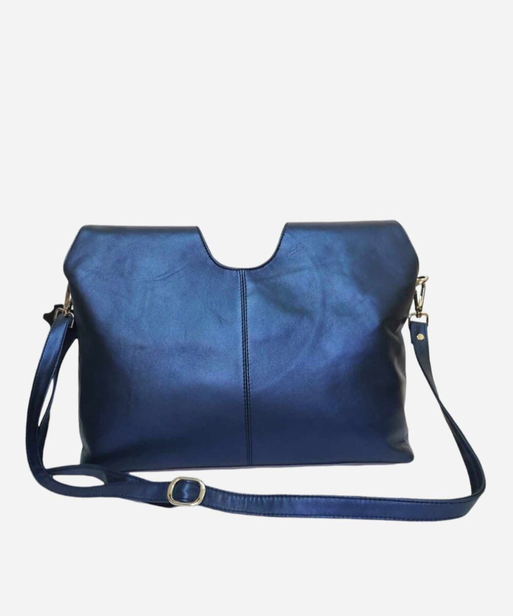 Синя кожена дамска чанта Eimi 2