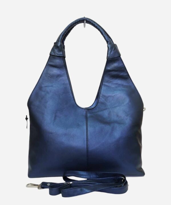 Синя кожена дамска чанта Eimi
